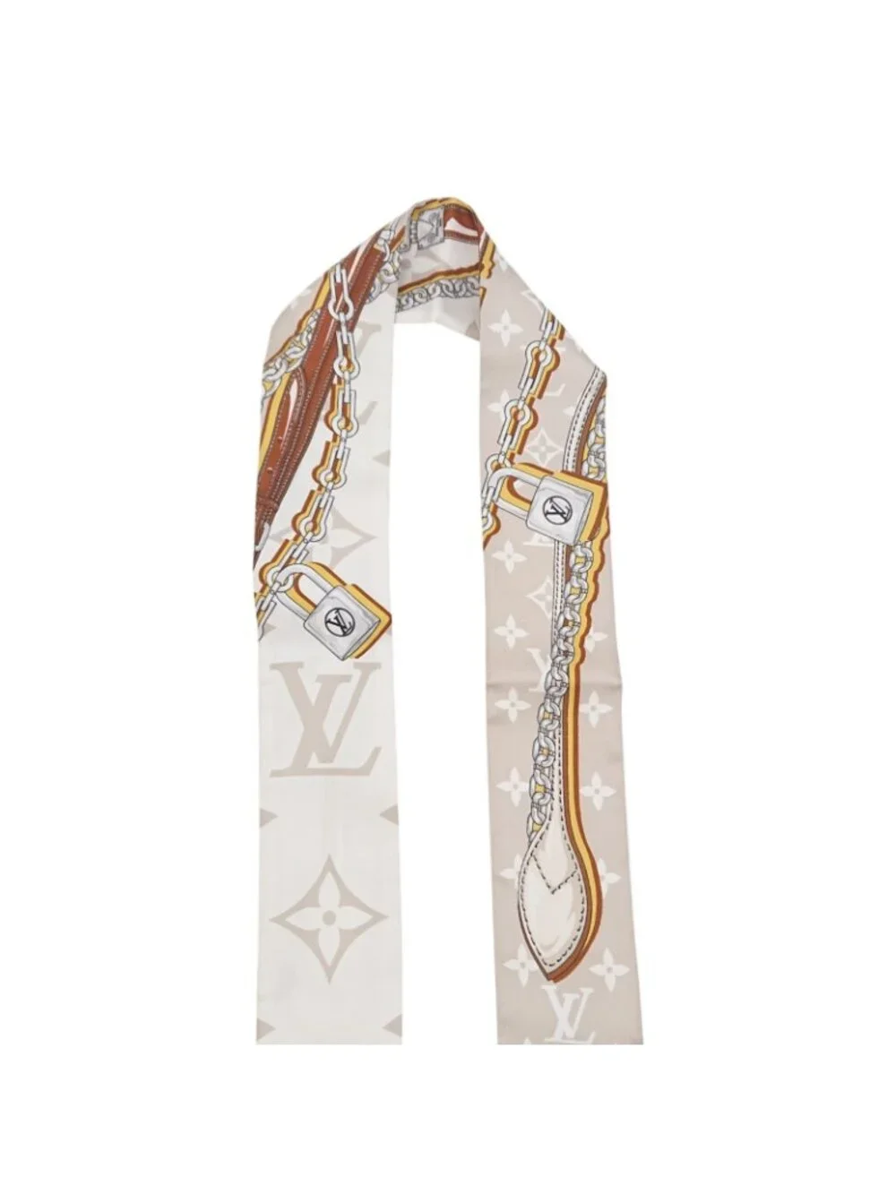 Louis Vuitton Bandeau BB Ultimate for Beige White Silk Gift Scarf